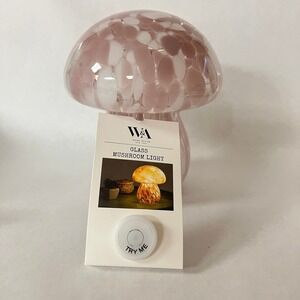 W&A Home Decor Blush Pink & White Confetti Deco Glass Mushroom Lamp Light Up 6"